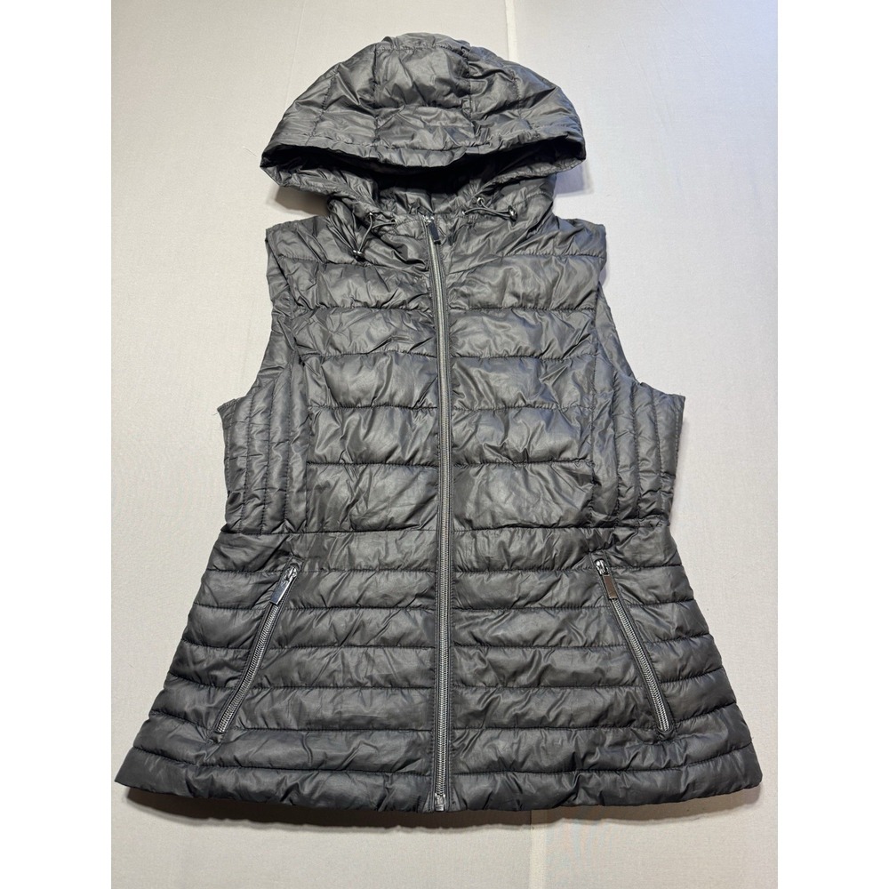 ZARA Size M Black Women Hooded Puffer Classic Vest